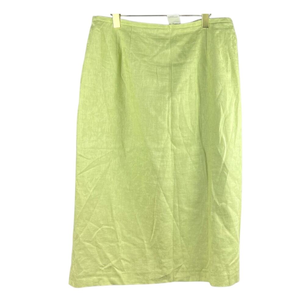 Vintage 2000s Plaza Collection Green Linen Cotton Skirt Suit Set Size 18 - Picture 5 of 7